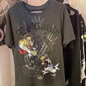 Ed Hardy Black T-Shirt with Signature Logo